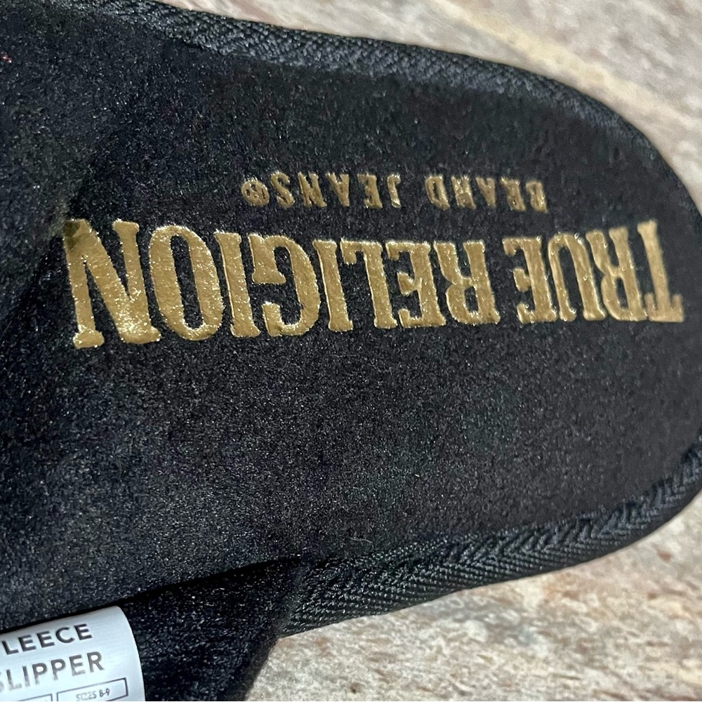 NWOT True Religion black and gold slippers - Picture 11 of 11